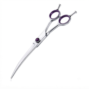 Professional Hair Scissors Stainless Steel Sharp <b>Blade</b> Long Handle Right Handed Curved Design for <b>Barber</b> Use - Product Image 1