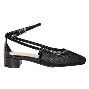 Ann'S Women Mesh Mary Jane <b>Flats</b> Square Toe Ankle Strap Dress Black Shoes - Product Image 2