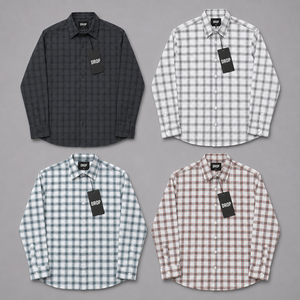 Chemise décontractée à manches longues en coton à carreaux pour homme, légère, boutonnée, respirante, tissée, fabriquée au Bangladesh - Product Image 5
