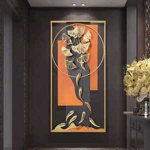 Arte de Pared de Hoja de Ginkgo Metálica de Lujo, Decoración Botánica Moderna para Pared, Panel Decorativo Colgante para Sala de Estar, Hotel, Oficina, Hogar - Product Image 5