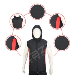 Blaze Fight Wear Custom Men's Chaleco cortavientos de alta calidad Cremallera Mangas personalizadas Warm Body Chaleco Tallas grandes Característica - Product Image 3