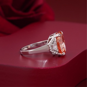 Vivid Red Cushion Cut Lab Grown Diamond 7.01 CT Engagement <b>Ring</b> in <b>14K</b> Rose <b>Gold</b> with Prong Setting - Product Image 2
