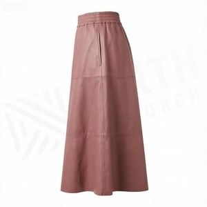 Jupe mi-longue en similicuir pour femme, taille élastique, couleur unie, style minimaliste, à porter en toutes saisons - Product Image 3