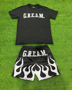 ชุดเสื้อยืดและกางเกงขาสั้นผู้ชายสำหรับฤดูร้อน ผ้าถักพิมพ์ลายแบบระบายอากาศได้ดี พรีเมียม ทนความร้อน ตัดเย็บไร้รอยต่อ สไตล์ดิสเทรส - Product Image 6