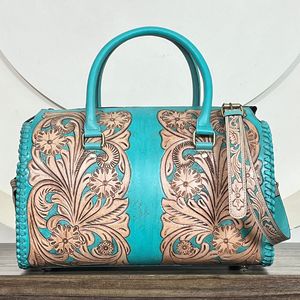 Sacs de voyage sportifs en cuir véritable faits main de qualité supérieure 2026, motif floral, grands sacs à bandoulière légers, écologiques et tendance pour la nuit - Product Image 4