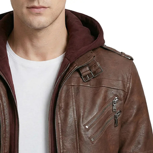 High Street Men'<b>s</b> Bomber <b>Jacket</b> 100% Genuine Sheep Leather Slim Fit Zipper Breathable Hooded Leather <b>Jackets</b> - Product Image 4