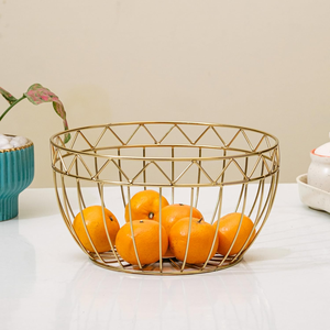 Metal Wire <b>Basket</b>, Gold Finish - Kitchen Countertop Fruit <b>Basket</b>, <b>Vegetable</b> <b>Storage</b>, Pantry Organizer, Multipurpose Wire Bowl - Product Image 5