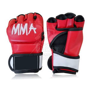 Guantes de Entrenamiento MMA ZHOST Rojos, Medios Dedos, Transpirables, de PU Ligero, Antideslizantes, con Correa Ajustable para la Muñeca y Cierre de Gancho y Bucle para Boxeo - Product Image 1