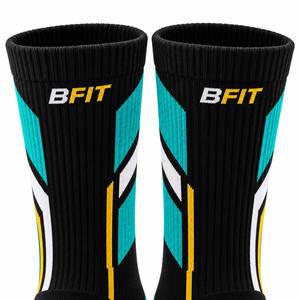 Athletic Crew <b>Socks</b> Men's Geometric Pattern Breathable Knitted <b>Sport</b> <b>Socks</b> Black Teal <b>White</b> Yellow Summer - Product Image 2