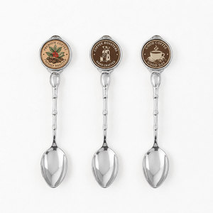 Cucharas Metálicas Personalizadas, Fabricante OEM |   Cuchara de recuerdo en blanco de aleación de zinc fundido |   Digital de tamaño personalizable chapado en plata - Product Image 4