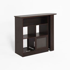 Mobile Bar Moderno da Cucina con 6 Spazi Contenitori e 2 Ante in Vetro Scanalato, Piano Girevole, Arredamento per Cucina - Product Image 3