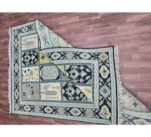 Wool and Silk Modern Oushak <b>Carpet</b> Rugs Set Hand-Knotted Loomed Woven Living Room Bathroom Home Use Light Blue Color - Product Image 3