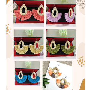 Handmade Rattan <b>Earrings</b> Folk Art Classic Style Natural Lightweight Eco Jewelry TUYET DUNG Wedding Decoration Gift Made Vietnam - Product Image 2