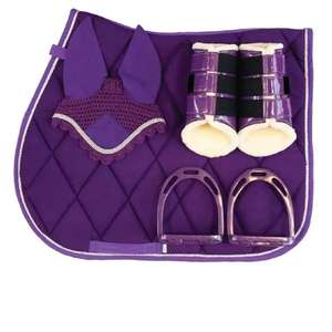 Tapis de selle d'équitation professionnels personnalisés imperméables en laine, satin et mousse, couleurs unies, pour dressage, en coton, pour sports équestres anglais - Product Image 6