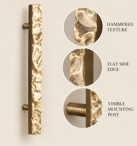Poignée de meuble martelée à relief linéaire, finition dorée antique texturée, poignée longue en barre, quincaillerie de mobilier distinctive - Product Image 3