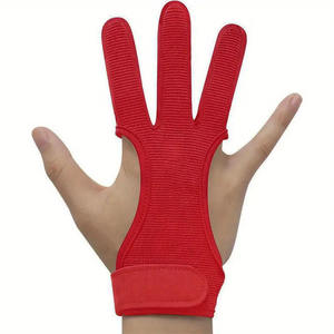 Custom Breathable Red <b>Fingerless</b> Archery <b>Gloves</b> Polyester Mesh Non-Slip Hook And Loop Closure Unisex Outdoor Use All Seasons - Product Image 1