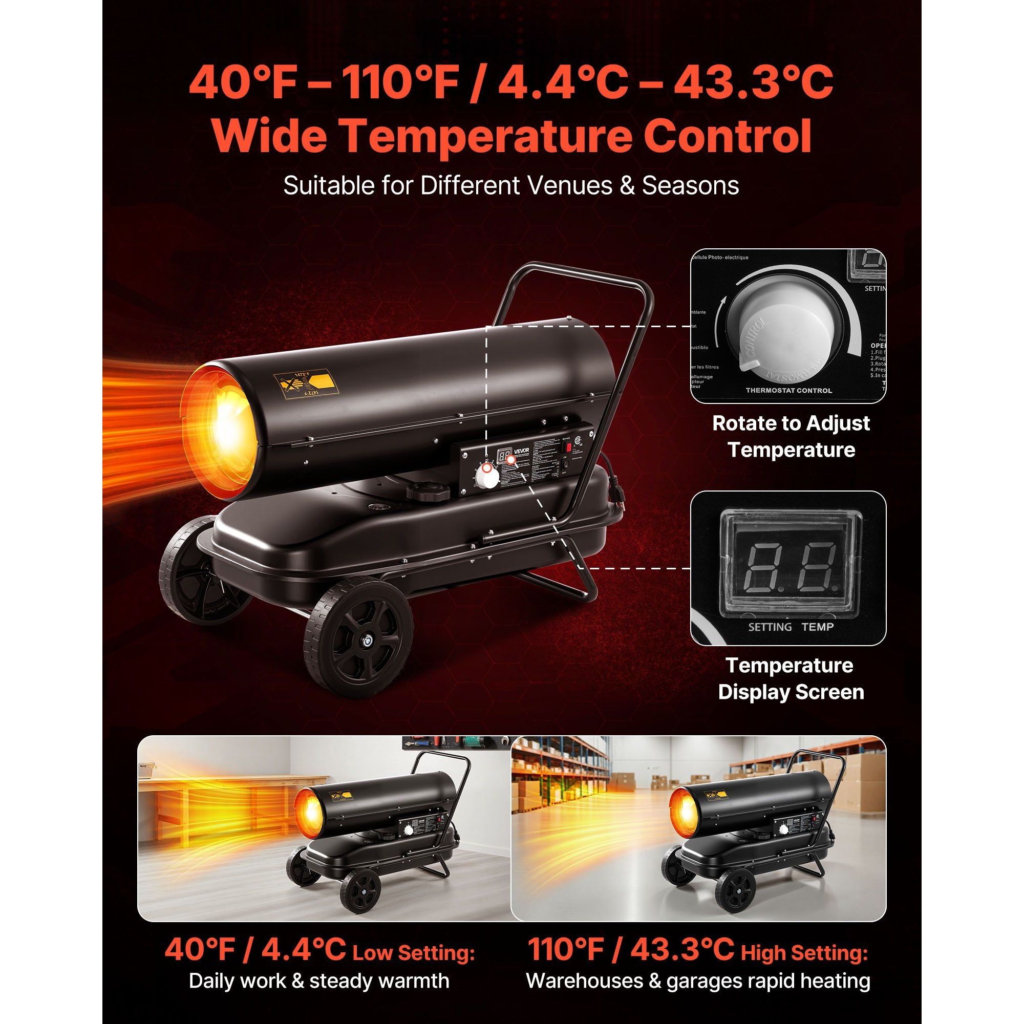 Portable Torpedo Heater 125000 BTU Kerosene Diesel Construction