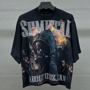 Camiseta de moda urbana con estampado DTF, de tela gruesa de 300 GSM, para la moda de invierno, camisetas para hombre - Product Image 2