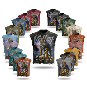 Casual Fit Vintage Distressed Sleeveless Tank Top Custom Screen Print Washed Cotton Streetwear Muscle Shirt Punk Trendy Style - Product Image 1