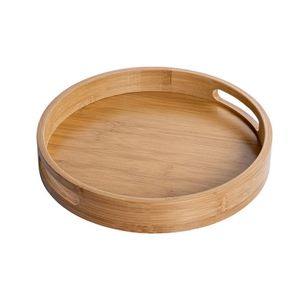 Bandeja de Servir Tradicional de Madera con Acabado Marrón Natural para Té, Café, Desayuno y Comidas Familiares Diarias - Product Image 1