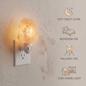 Lampe murale artisanale en pierre de sel naturelle, lumière d'ambiance minérale de l'Himalaya pour l'intérieur de la maison, éclairage décoratif chaleureux - Product Image 3