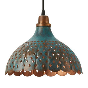 Highest Quality Blue Patina Metal Pendant <b>Light</b> Industrial Scalloped Dome <b>Shade</b> Hanging Ceiling Lamp For Kitchen Island Dining - Product Image 1
