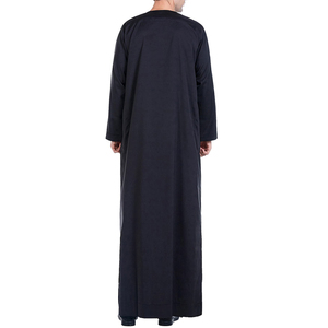 Thobe de prière islamique pour homme, noir, manches longues, longueur au sol, style Moyen-Orient, col rond, coupe ample, de qualité supérieure - Product Image 4