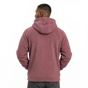 Hoodie streetwear ample et oversize en polaire Sherpa épaisse 500 GSM, couleur unie personnalisée, manches raglan, patch brodé aigle - Product Image 3