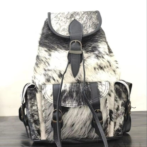 Handmade Leather Hair On Backpack Cowhide Laptop Travel Rucksack Vintage School Bag Durable Design OEM LHBP-0070 - Product Image 1