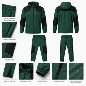 Chaqueta Deportiva Impermeable con Capucha para Hombre, Combinación de Colores Personalizada, Diseño de Paneles con Mangas Raglán, Tejido Softshell Cortavientos, OEM, para Camping - Product Image 4