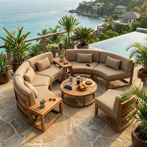 Conjunto de Sofás Seccionales de Madera Modernos para Exteriores, Muebles Curvos para Patio, Hotel, Resort, Villa, Jardín - Product Image 1