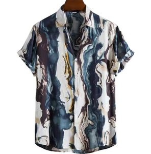 Nueva Camisa Hawaiana para Hombre con Estampado, Cuello Solapa, Manga Corta, Holgada, Transpirable, Estilo Retro 3D, Informal, de Playa, Poliéster/Algodón - Product Image 3