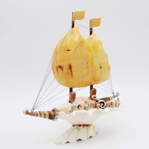 Modèle de navire porte-conteneurs en coquillages, décoration nautique, prix bas, figurine miniature de bateau en coquillages - Product Image 2