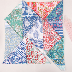 Eco-Friendly Cotton Floral Print <b>Square</b> <b>Scarf</b> Multifunctional Headband Casual Unisex Bandana Spring Summer Style - Product Image 6
