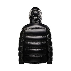 Chaqueta Acolchada con Capucha para Hombre, Negra, Rellena de Plumón, Cortavientos, con Cierre de Cremallera, Informal, para Invierno, Corte Regular, Color Sólido, Exterior de Nailon - Product Image 2