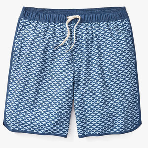 Short de bain pour homme à séchage rapide, imprimé géométrique, taille mi-haute avec cordon de serrage, en tissu tissé, longueur courte, style décontracté - Product Image 1