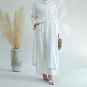 Abaya décontractée moderne gris acier pour femme, style Dubaï, tenue islamique modeste pour tous les jours, légère, respirante, séchage rapide, longueur au sol - Product Image 1