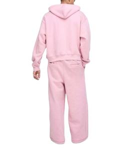 Chándal desgastado con bordado y apliques personalizados, chaqueta con cremallera y diamantes de imitación, lavado ácido, ropa de calle de lana lavada Vintage para hombre, Sudadera con capucha - Product Image 4