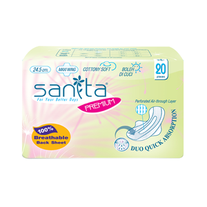 Toalla Sanitaria Sanita Premium Maxi Wing de 24.5cm para Uso Diurno, Súper Absorbente, Transpirable y Desechable - Product Image 1