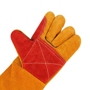 Cowhide Split Leather Gloves with Cotton Liner Safety Gloves for Tig Welding Grinding Anti-Impact Anti-Heat Rubber Material - Product Image 1