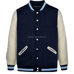 Oem Haute Qualité Écusson Brodé Hommes Collège Personnalisé Blouson de Baseball Blouson Varsity Letterman à Manches en Cuir - Product Image 4
