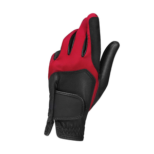 Venta Directa de Fábrica, Diseña Tu Propio Logotipo, Guantes de Golf Transpirables de Cuero Cabretta Suave, Rojos y Negros - Product Image 1