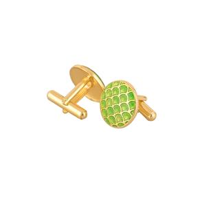Mancuernillas de Lujo con Baño de Oro y Esmalte Verde con Patrón de Escamas para Hombre, Accesorios para Camisa Formal, Regalo de Boda o Negocios - Product Image 5