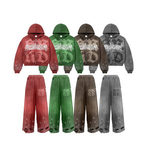 Can Be Customized Street Wear High Quality Clothing Jogging Flare Pant Printing <b>Tech</b> Fleece Tracksuit Set - Product Image 1