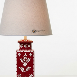 Hand-Painted <b>Red</b> Vase <b>Lamp</b> with Classic Fabric Shade Traditional Decorative Table <b>Lamp</b> with Floral Pattern - Product Image 5