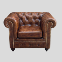 Canapé en cuir Chesterfield à coussin marron pour une place, meilleure vente, pour le salon et le restaurant, matériau en cuir véritable, 2024