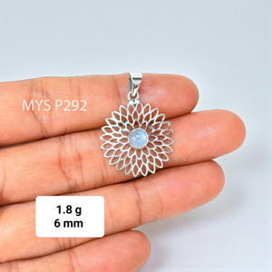 จี้พลอยเงินแท้ธรรมชาติ มูนสโตนสีรุ้ง เงินแท้ 925 จี้เงินขายส่งจำนวนมาก เครื่องประดับเงินขายส่งจำนวนมาก - Product Image 2
