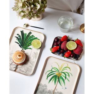 Luxurious Palm <b>Tree</b> Print Enamel Serving Tray Rectangular Metal Food Platter Modern Tropical <b>Decorative</b> Tray for Home Hotel Cafe - Product Image 5