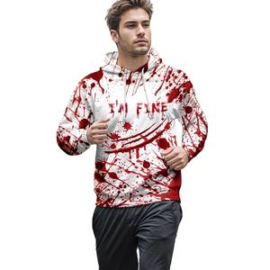 Sudadera con Capucha Casual de Invierno para Hombre, Estampado Otoño/Invierno, Forro Polar Bordado, Cortavientos, Estilo Urbano, Novedad 'I'm Fine' - Product Image 1