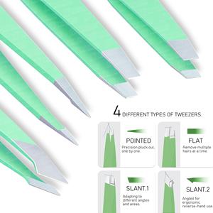 Ensemble de pinces à sourcils en acier inoxydable personnalisées de nouveau Style ciseaux de beauté à pointe inclinée et pointue avec emballage de sac - Product Image 3